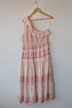 Y.A.S Yasfinna Embroidered One Shoulder Ankle Maxi Dress in Pearl Blush Size 12 BNWT RRP $199.95