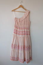 Y.A.S Yasfinna Embroidered One Shoulder Ankle Maxi Dress in Pearl Blush Size 12 BNWT RRP $199.95