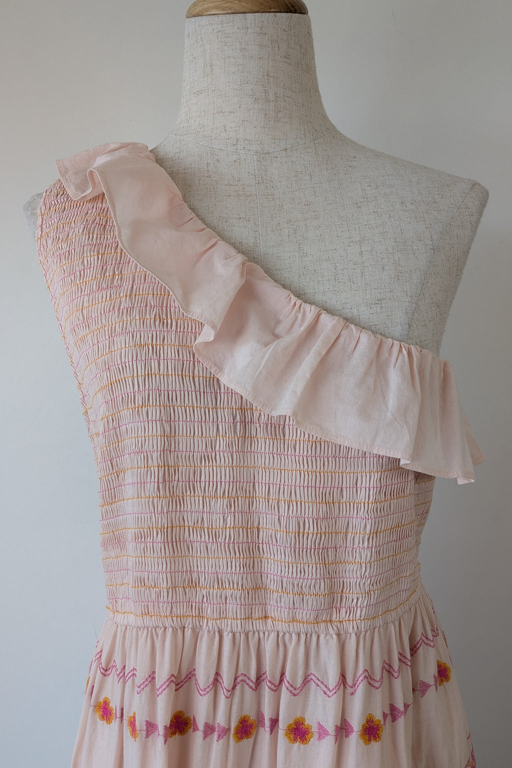 Y.A.S Yasfinna Embroidered One Shoulder Ankle Maxi Dress in Pearl Blush Size 12 BNWT RRP $199.95