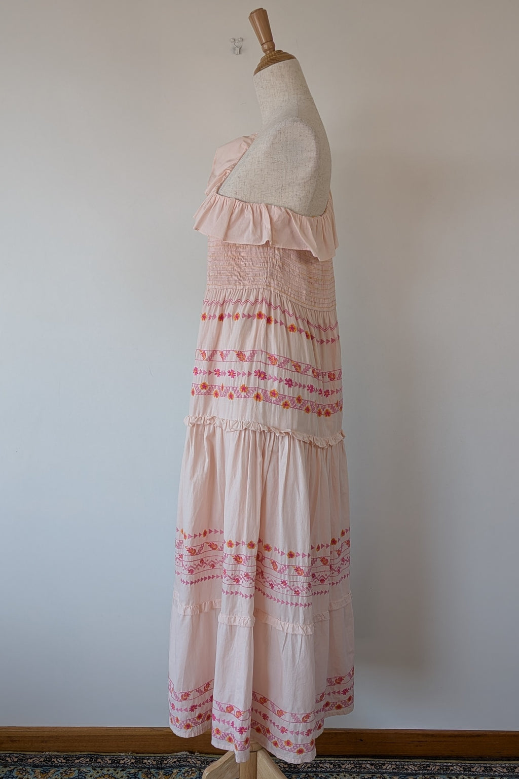 Y.A.S Yasfinna Embroidered One Shoulder Ankle Maxi Dress in Pearl Blush Size 12 BNWT RRP $199.95