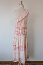Y.A.S Yasfinna Embroidered One Shoulder Ankle Maxi Dress in Pearl Blush Size 12 BNWT RRP $199.95