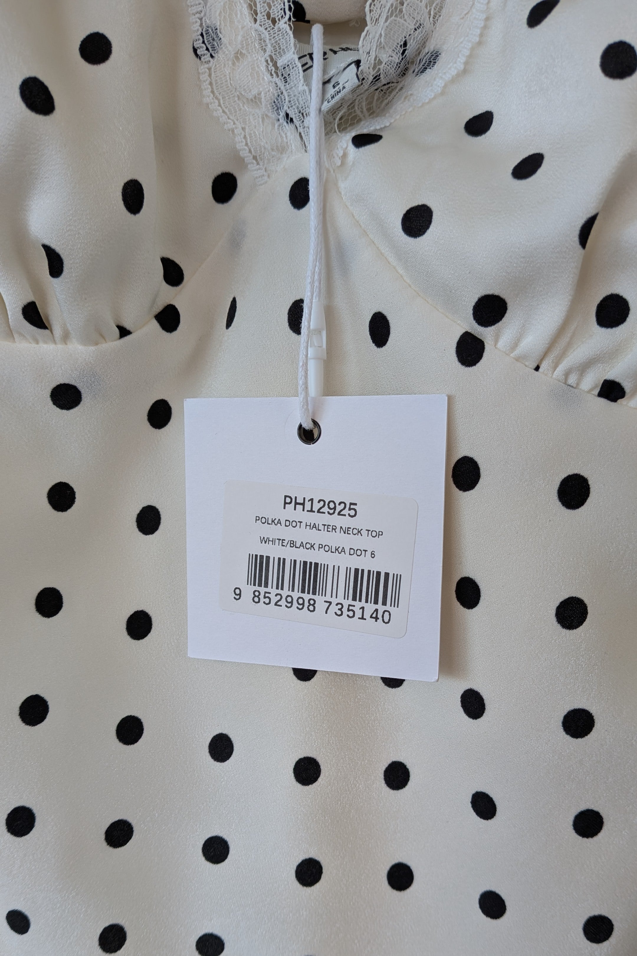 Paper Heart White Black Polka Dot Halter Neck Top Size 6 BNWT RRP $69.95