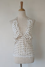 Paper Heart White Black Polka Dot Halter Neck Top Size 6 BNWT RRP $69.95