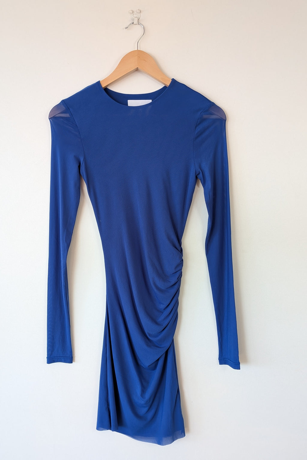ROMY The Brand Gemstone Long Sleeve Mesh Mini Dress in Cobalt Size S BNWT RRP $320