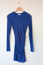 ROMY The Brand Gemstone Long Sleeve Mesh Mini Dress in Cobalt Size S BNWT RRP $320