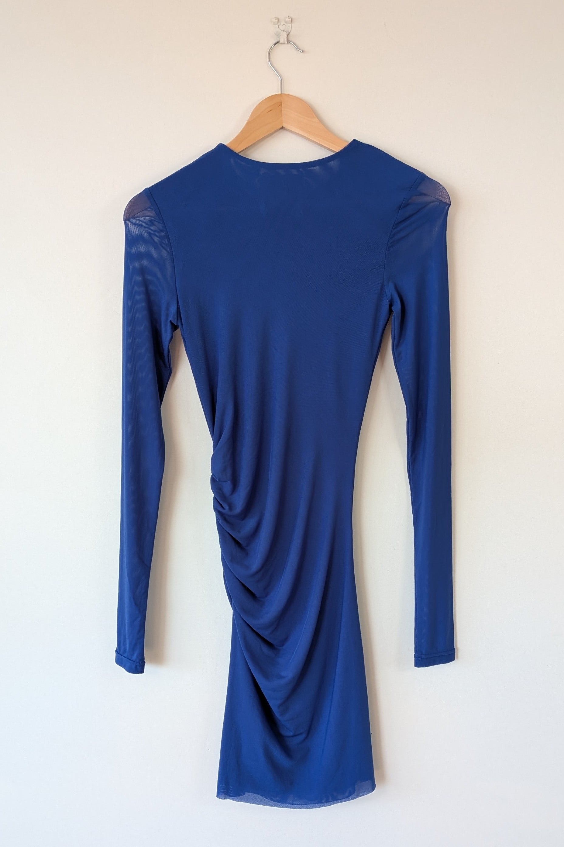 ROMY The Brand Gemstone Long Sleeve Mesh Mini Dress in Cobalt Size S BNWT RRP $320