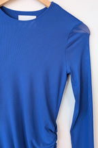ROMY The Brand Gemstone Long Sleeve Mesh Mini Dress in Cobalt Size S BNWT RRP $320