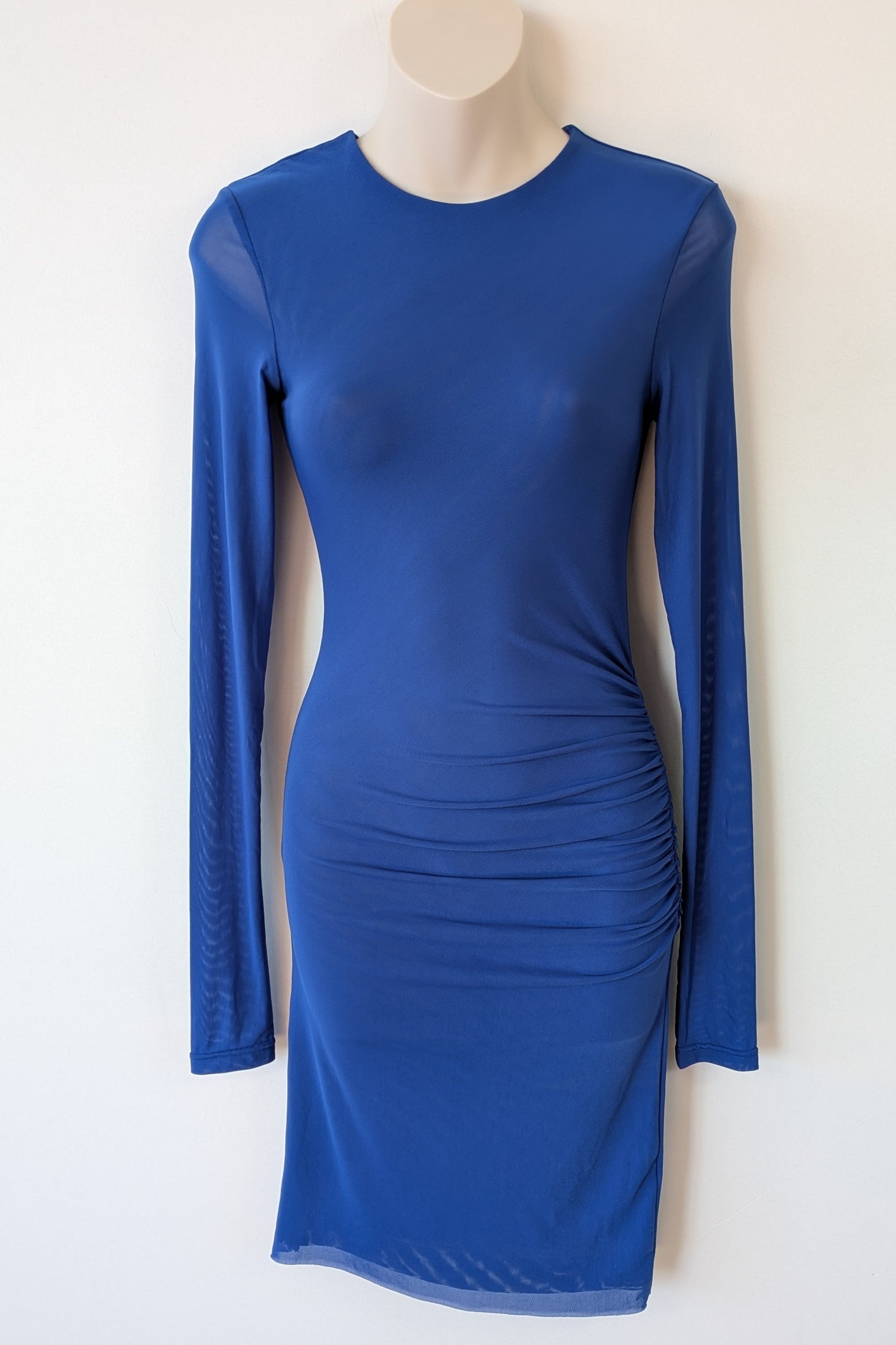 ROMY The Brand Gemstone Long Sleeve Mesh Mini Dress in Cobalt Size S BNWT RRP $320
