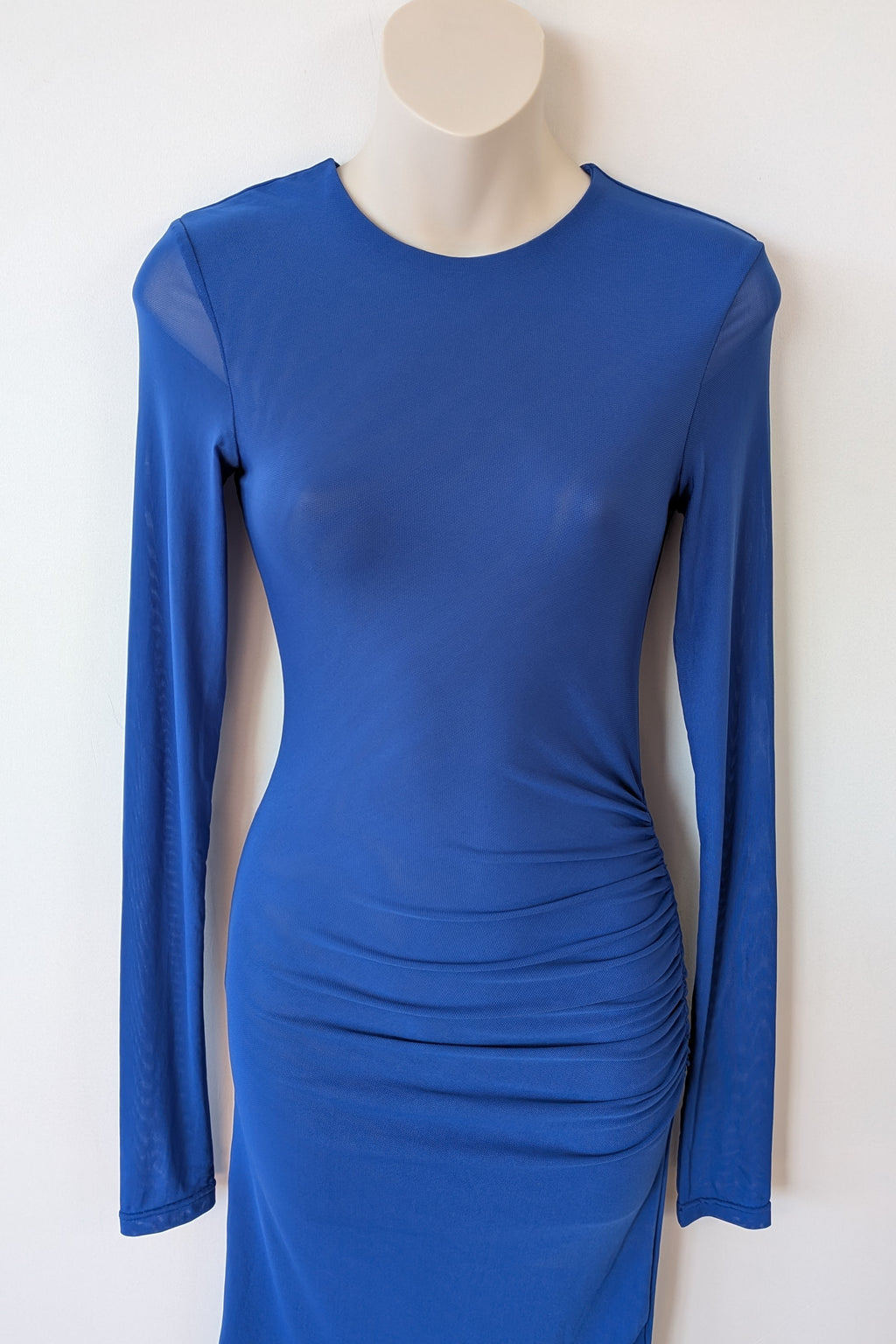 ROMY The Brand Gemstone Long Sleeve Mesh Mini Dress in Cobalt Size S BNWT RRP $320