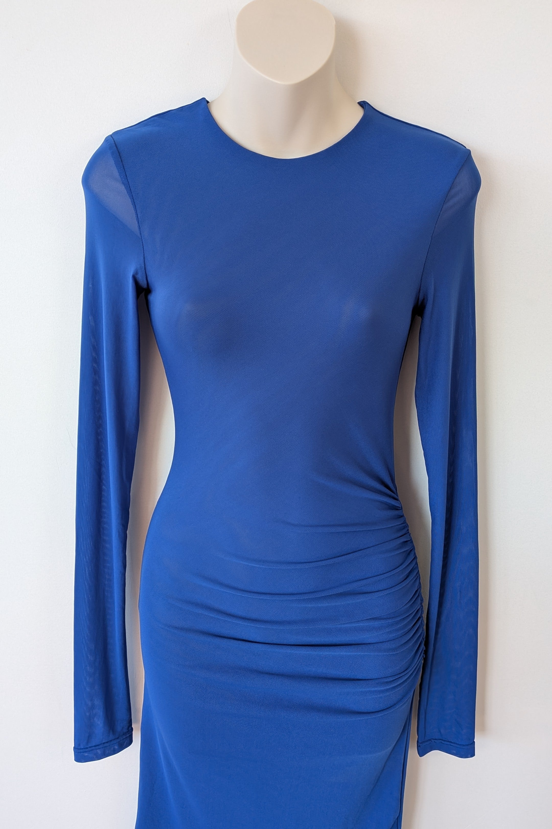 ROMY The Brand Gemstone Long Sleeve Mesh Mini Dress in Cobalt Size S BNWT RRP $320