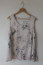 See Saw 100% Linen Abstract Watercolour Top Size 14