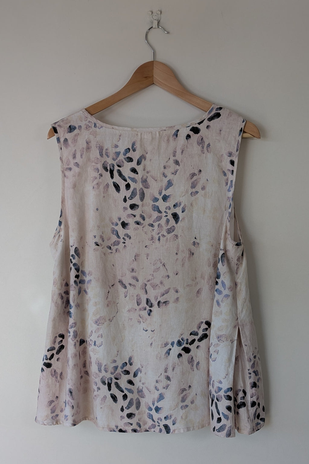 See Saw 100% Linen Abstract Watercolour Top Size 14