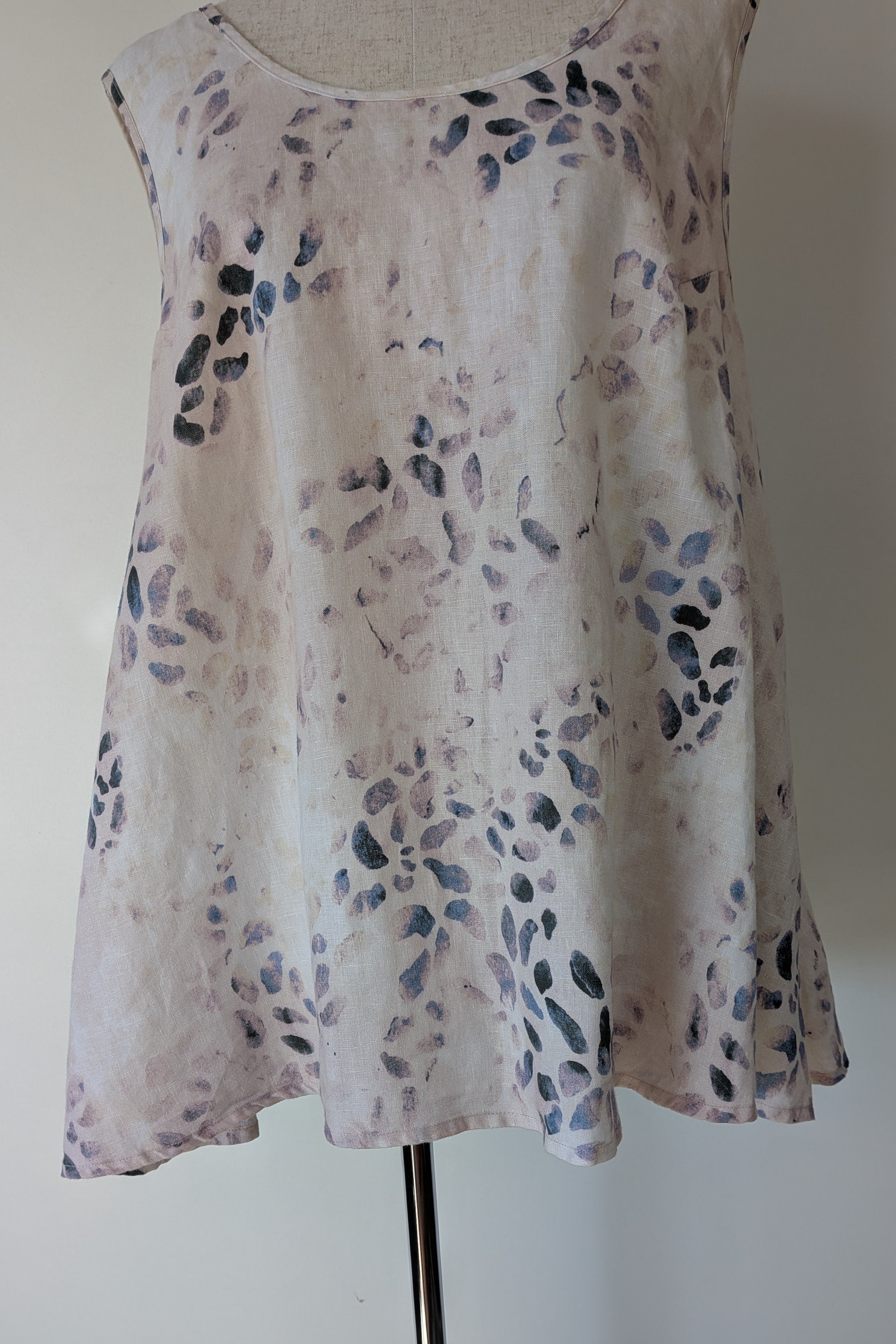 See Saw 100% Linen Abstract Watercolour Top Size 14