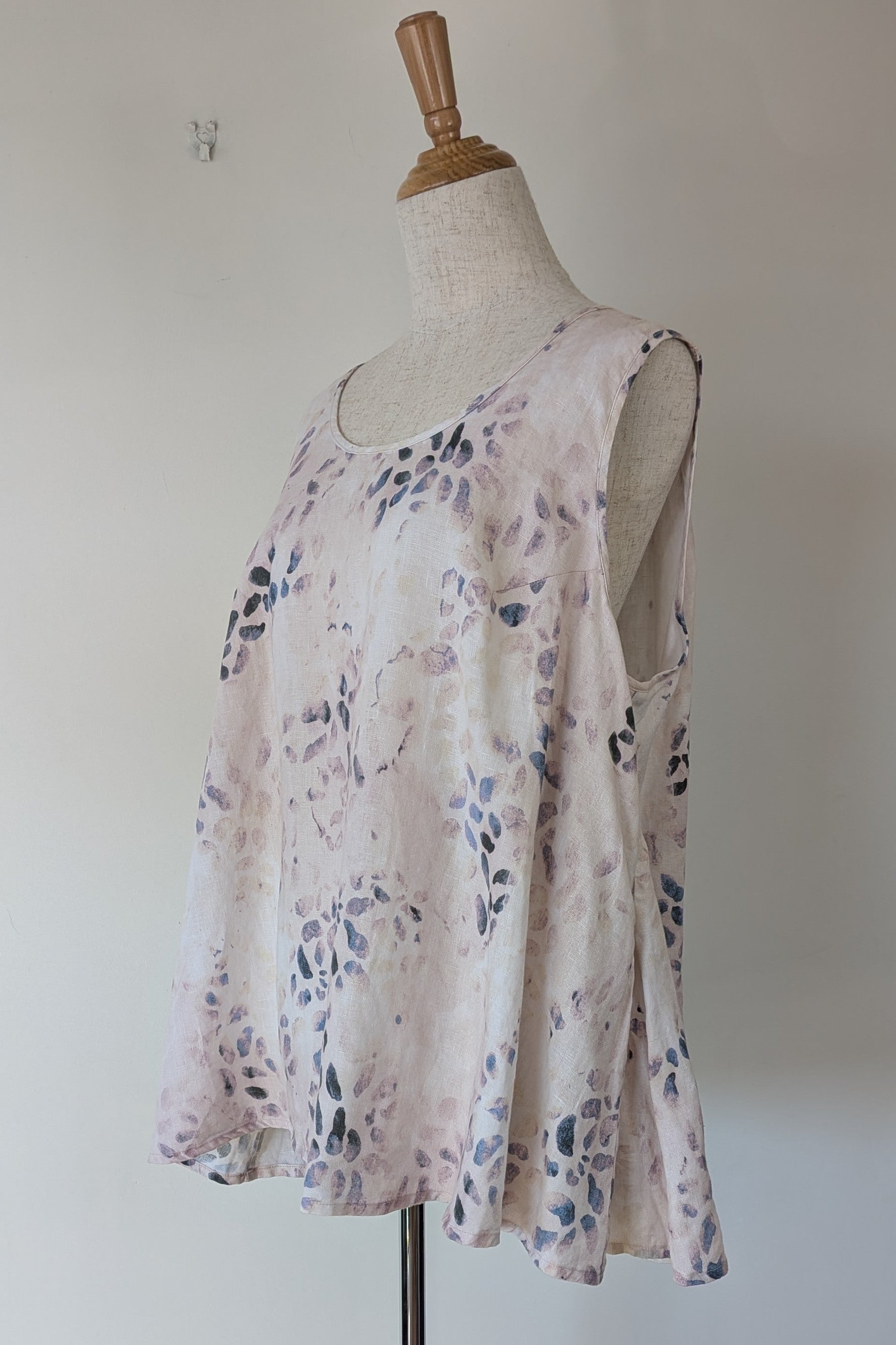 See Saw 100% Linen Abstract Watercolour Top Size 14