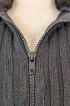 Vintage Y2K RAAM Black Zip Faux Fur Trim Cardigan Size L