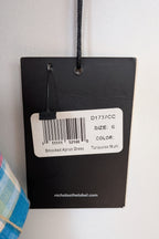 Nicholas Turquoise Smocked Apron Midi Dress Size 10 BNWT RRP $755