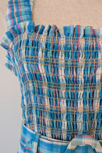 Nicholas Turquoise Smocked Apron Midi Dress Size 10 BNWT RRP $755