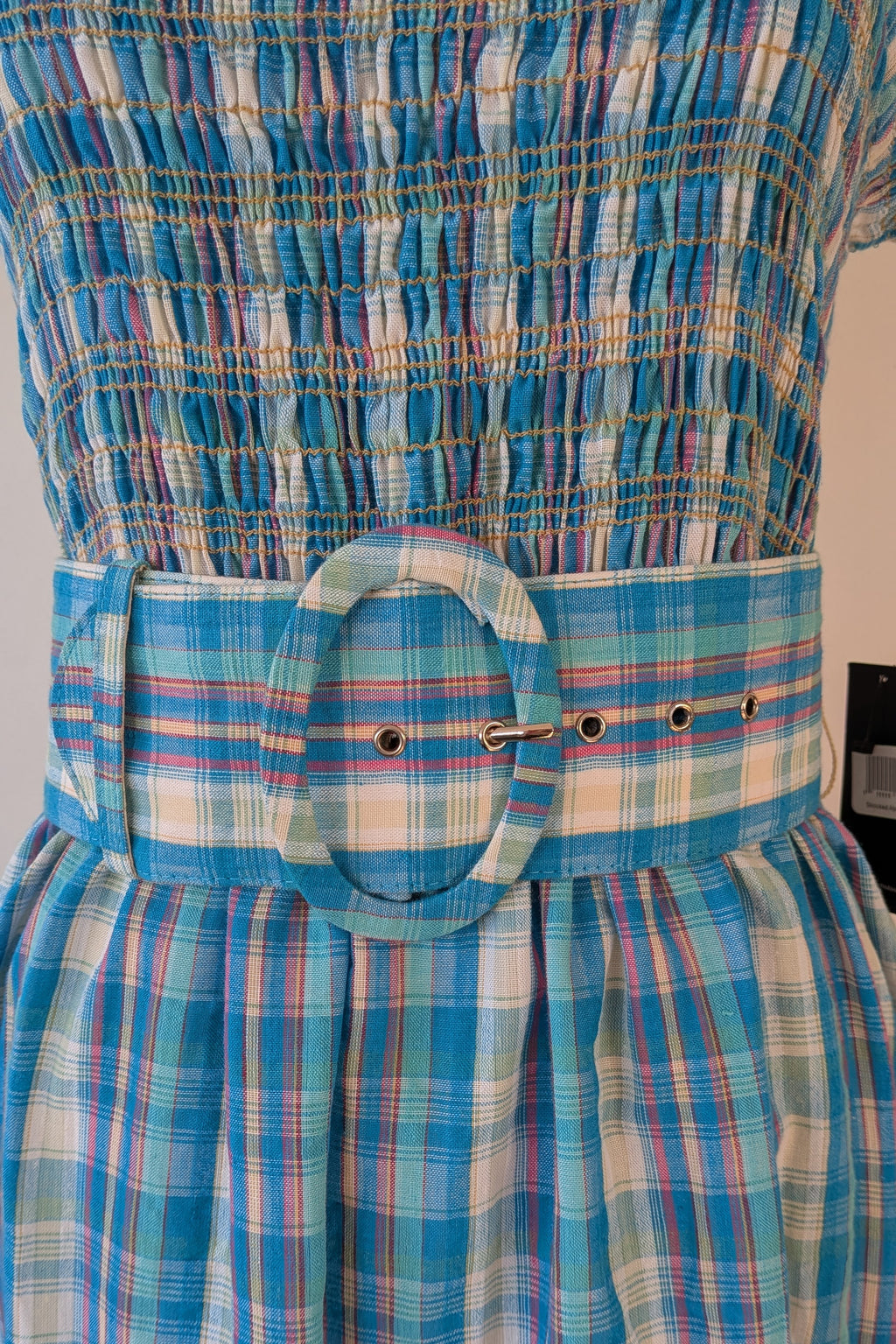 Nicholas Turquoise Smocked Apron Midi Dress Size 10 BNWT RRP $755