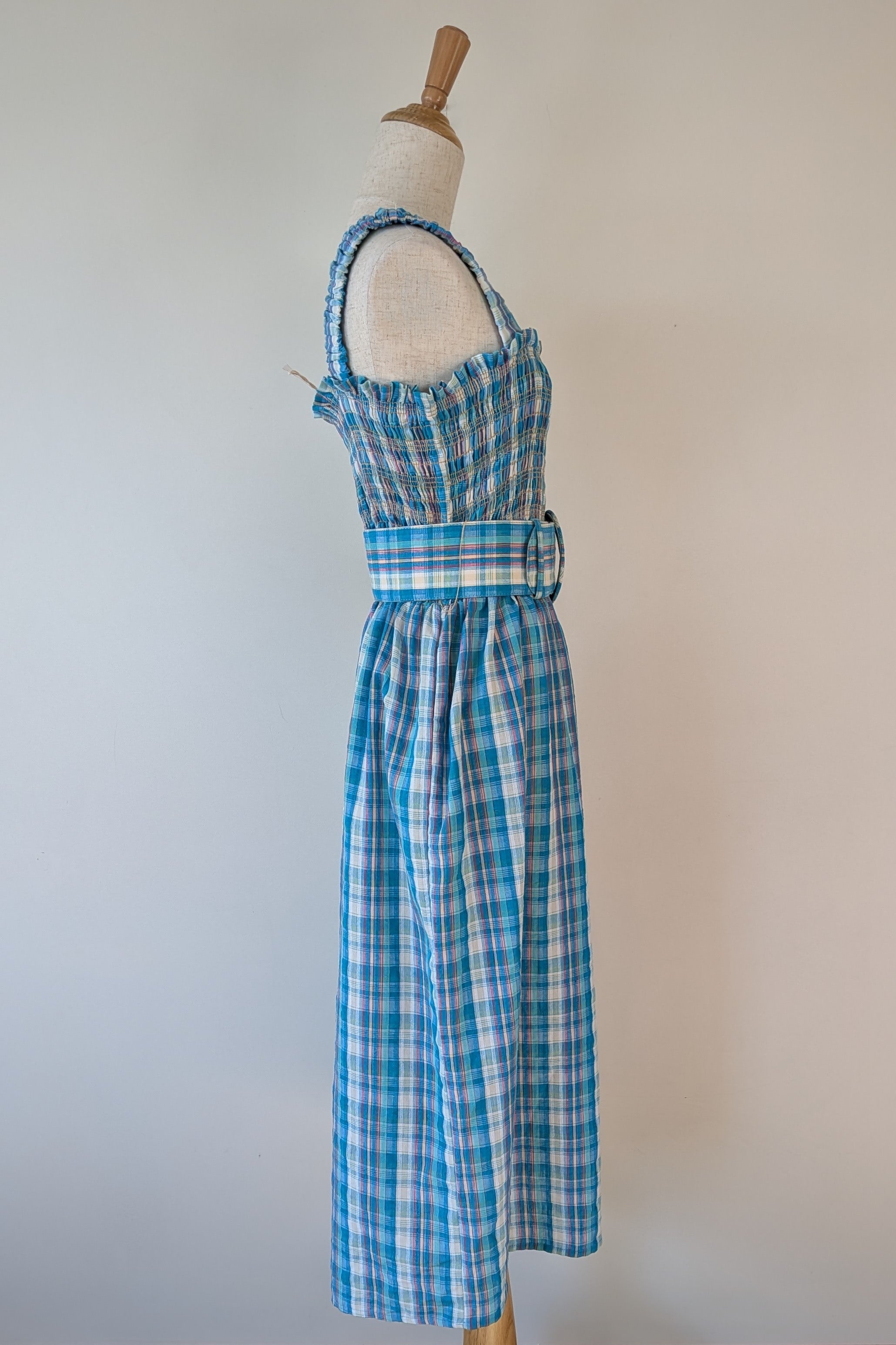 Nicholas Turquoise Smocked Apron Midi Dress Size 10 BNWT RRP $755