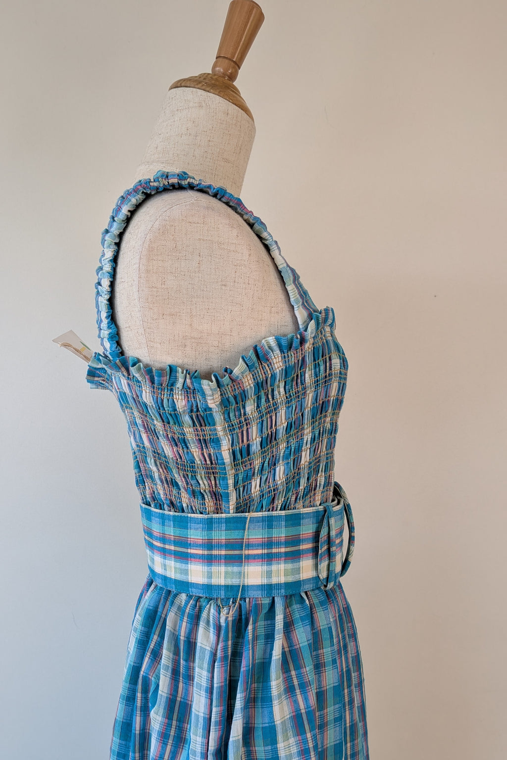 Nicholas Turquoise Smocked Apron Midi Dress Size 10 BNWT RRP $755