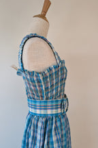 Nicholas Turquoise Smocked Apron Midi Dress Size 10 BNWT RRP $755