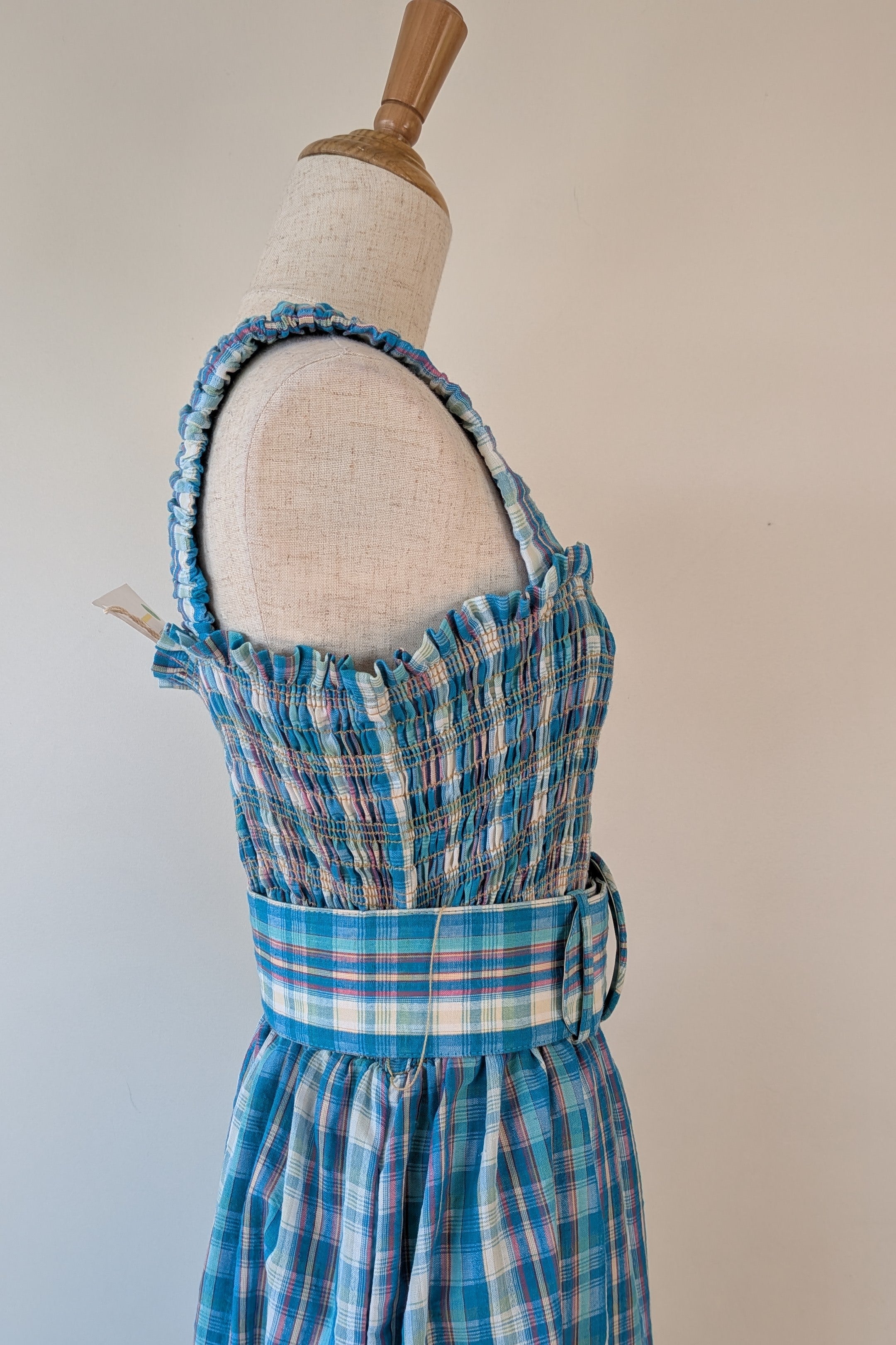 Nicholas Turquoise Smocked Apron Midi Dress Size 10 BNWT RRP $755