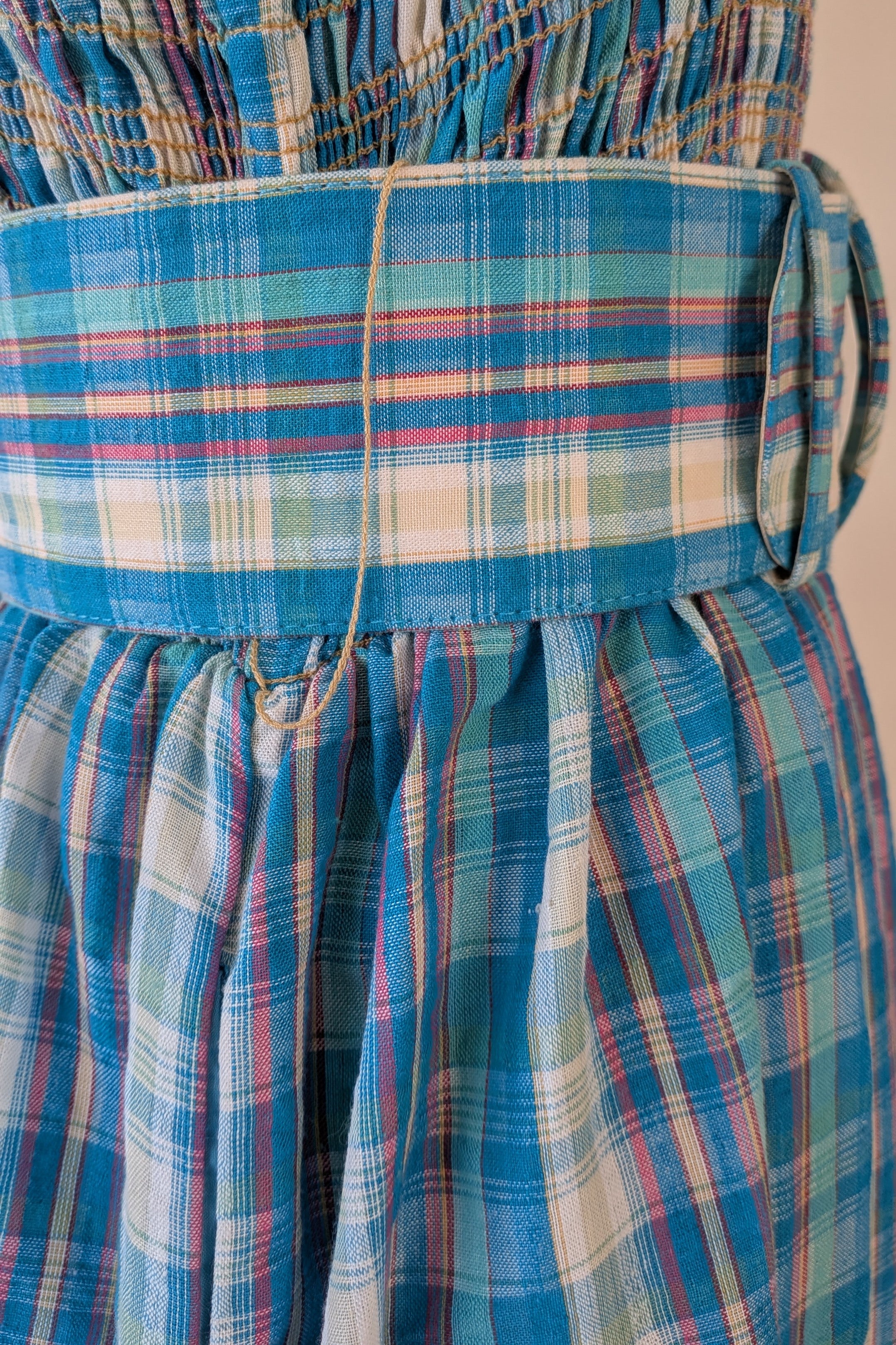 Nicholas Turquoise Smocked Apron Midi Dress Size 10 BNWT RRP $755
