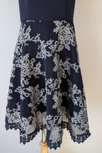Review Navy & Silver Metallic Embroidered Lace Off The Shoulder Dress Size 12