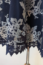 Review Navy & Silver Metallic Embroidered Lace Off The Shoulder Dress Size 12