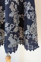 Review Navy & Silver Metallic Embroidered Lace Off The Shoulder Dress Size 12
