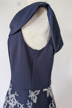 Review Navy & Silver Metallic Embroidered Lace Off The Shoulder Dress Size 12