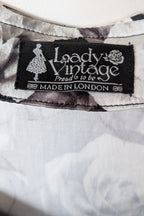 Lady Vintage London 1950s Monochrome Rose Pencil Wiggle Dress Size 18