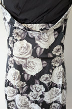Lady Vintage London 1950s Monochrome Rose Pencil Wiggle Dress Size 18