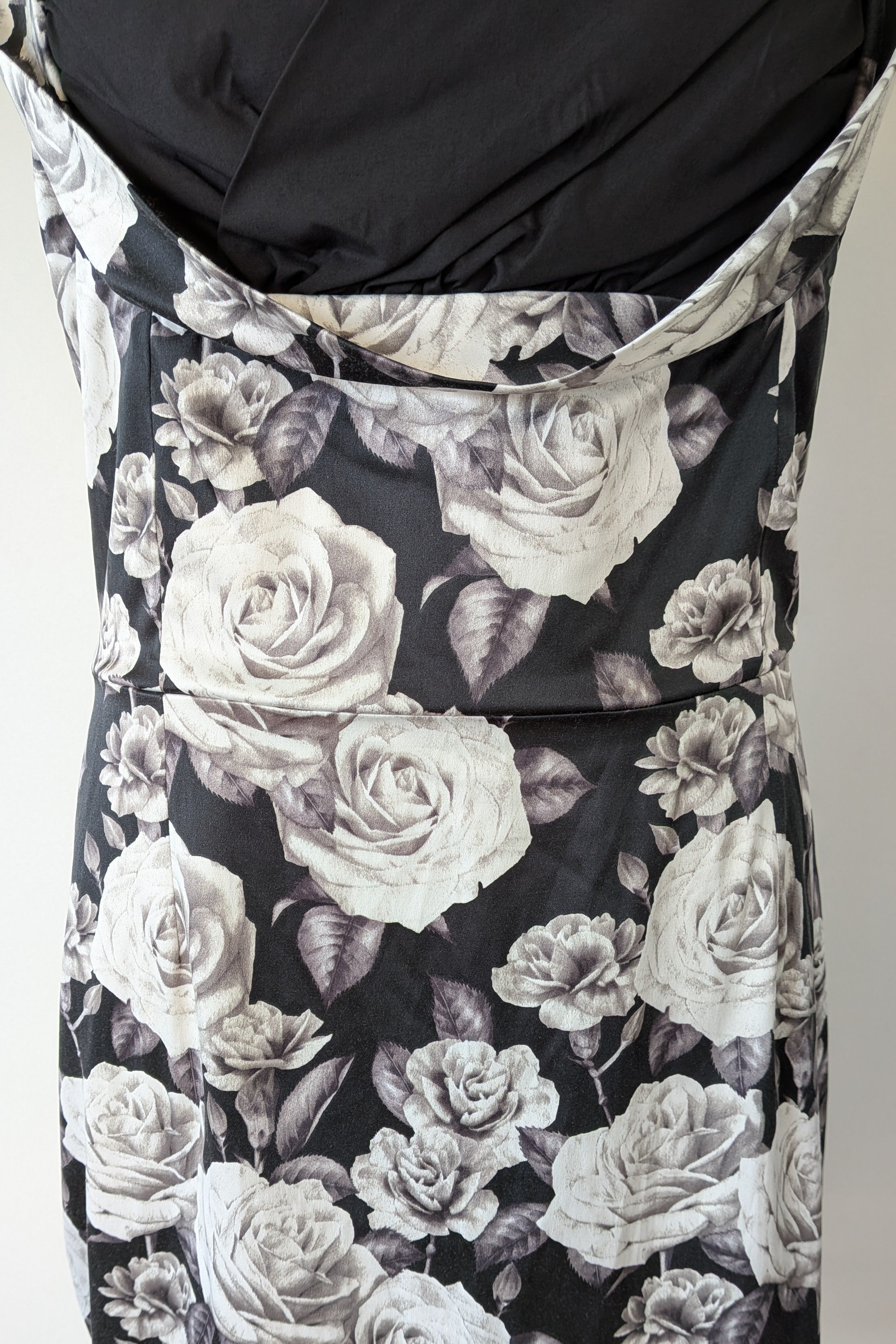 Lady Vintage London 1950s Monochrome Rose Pencil Wiggle Dress Size 18