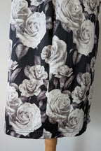 Lady Vintage London 1950s Monochrome Rose Pencil Wiggle Dress Size 18