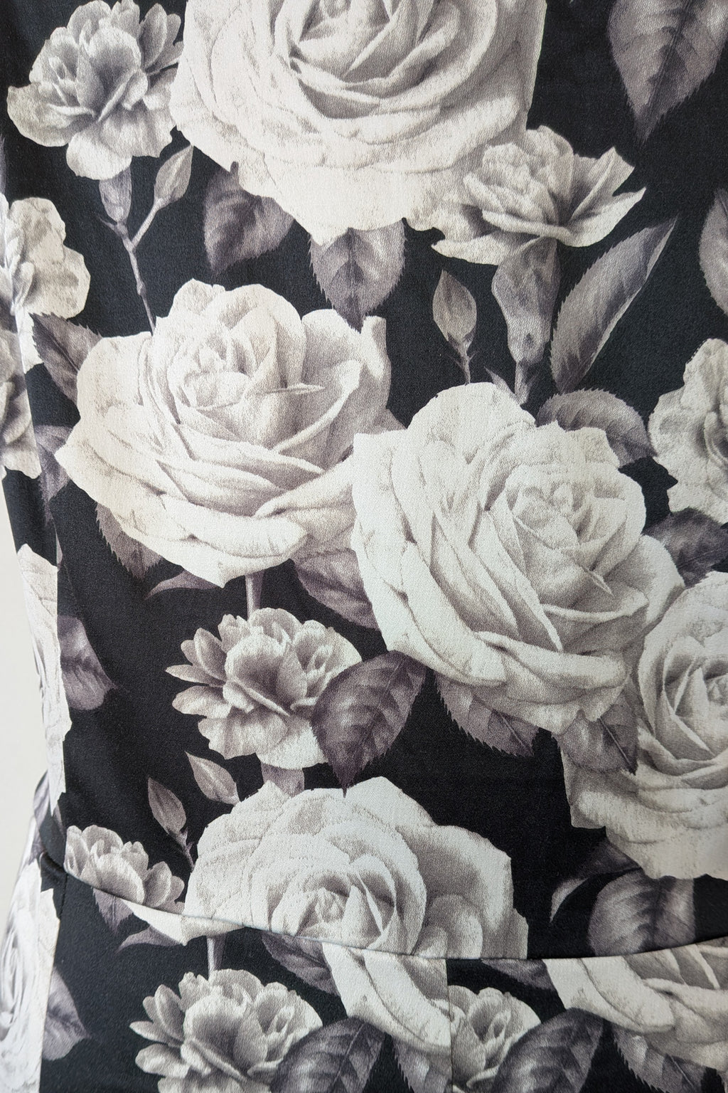 Lady Vintage London 1950s Monochrome Rose Pencil Wiggle Dress Size 18