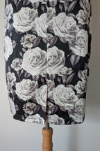 Lady Vintage London 1950s Monochrome Rose Pencil Wiggle Dress Size 18