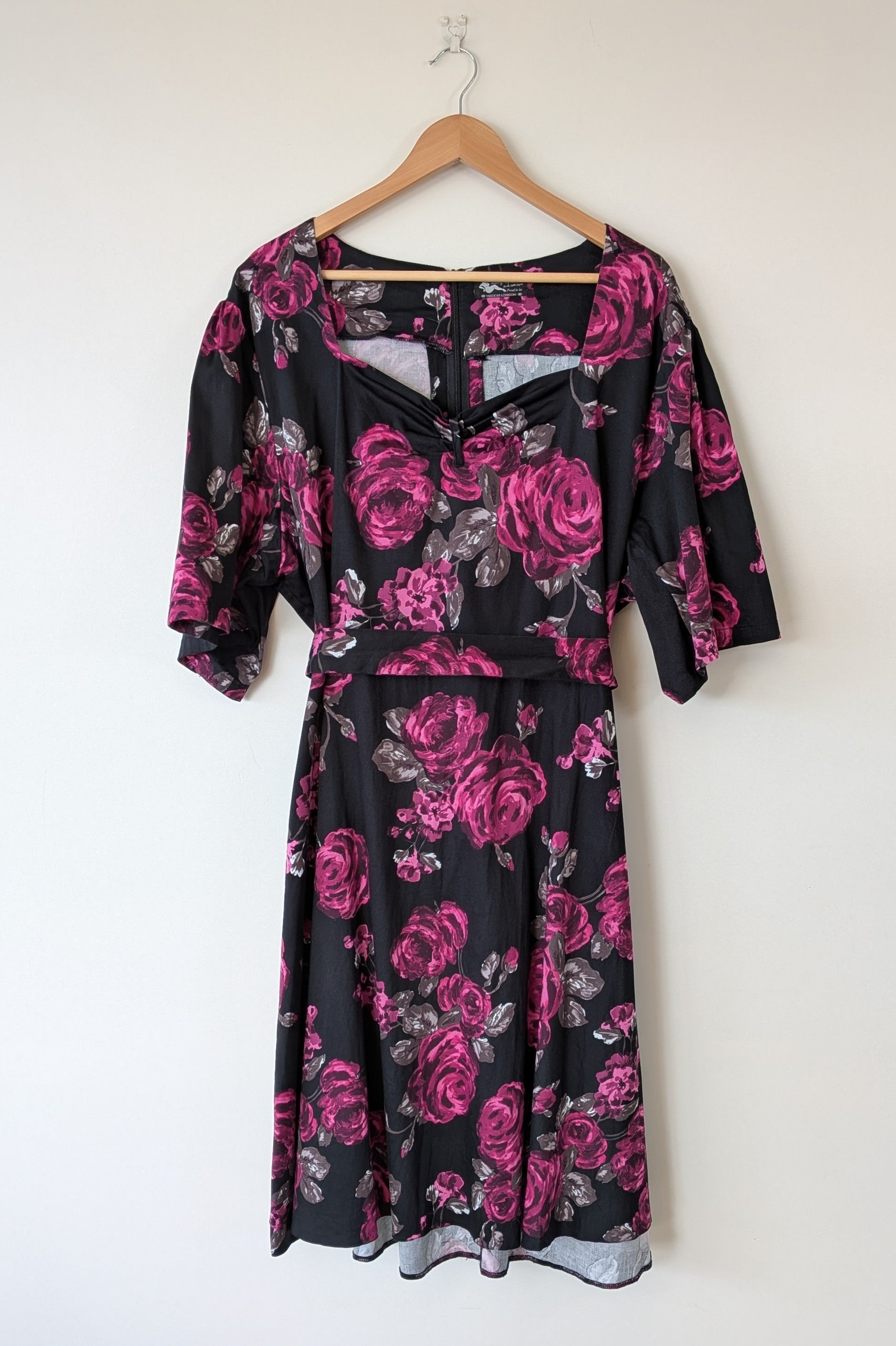 Lady Voluptuous Deep Purple Rose Retro Swing Dress Size 30
