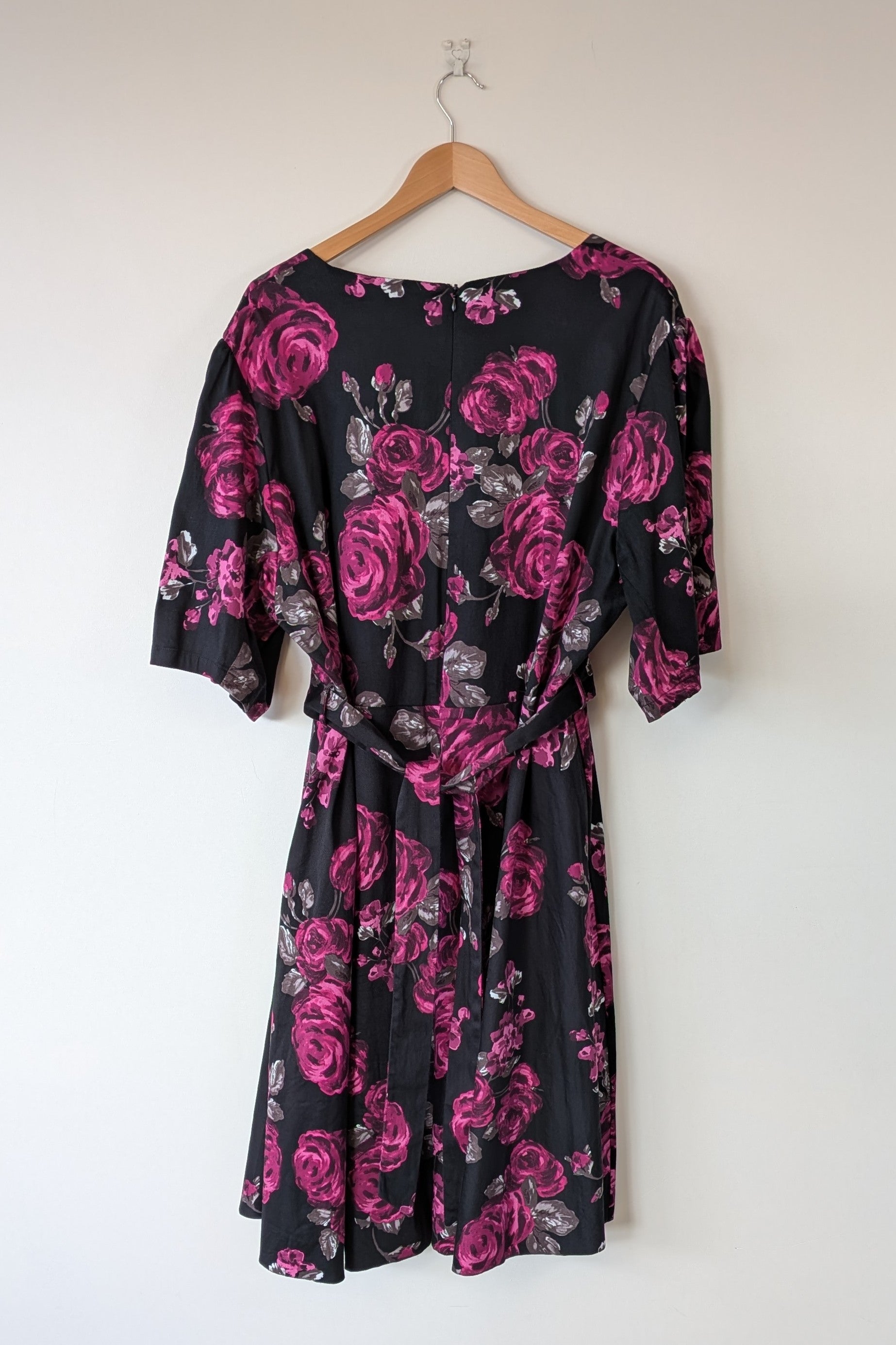Lady Voluptuous Deep Purple Rose Retro Swing Dress Size 30