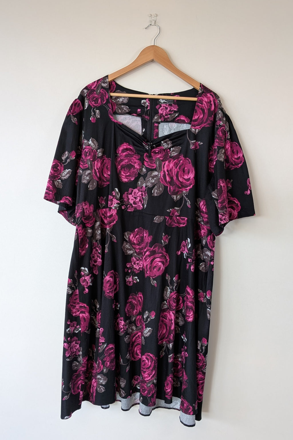 Lady Voluptuous Deep Purple Rose Retro Swing Dress Size 30