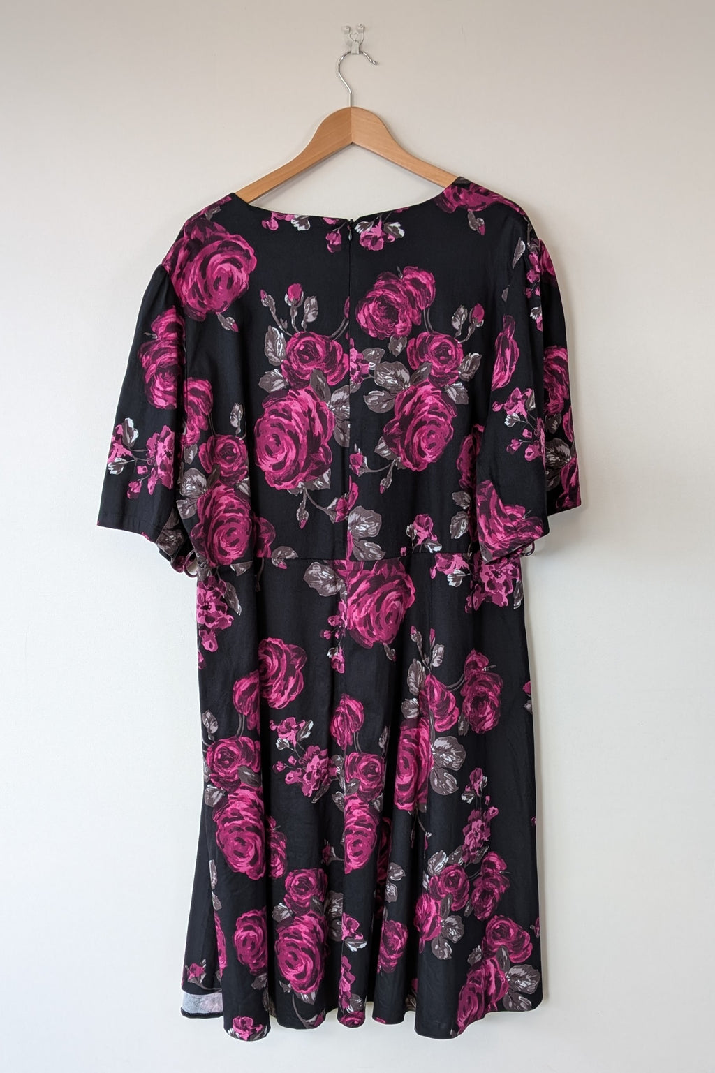 Lady Voluptuous Deep Purple Rose Retro Swing Dress Size 30