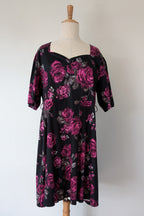 Lady Voluptuous Deep Purple Rose Retro Swing Dress Size 30