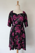 Lady Voluptuous Deep Purple Rose Retro Swing Dress Size 30