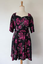 Lady Voluptuous Deep Purple Rose Retro Swing Dress Size 30