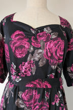 Lady Voluptuous Deep Purple Rose Retro Swing Dress Size 30