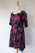 Lady Voluptuous Deep Purple Rose Retro Swing Dress Size 30