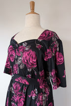 Lady Voluptuous Deep Purple Rose Retro Swing Dress Size 30