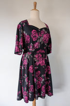 Lady Voluptuous Deep Purple Rose Retro Swing Dress Size 30