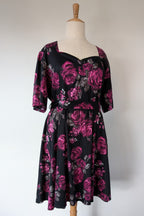 Lady Voluptuous Deep Purple Rose Retro Swing Dress Size 30