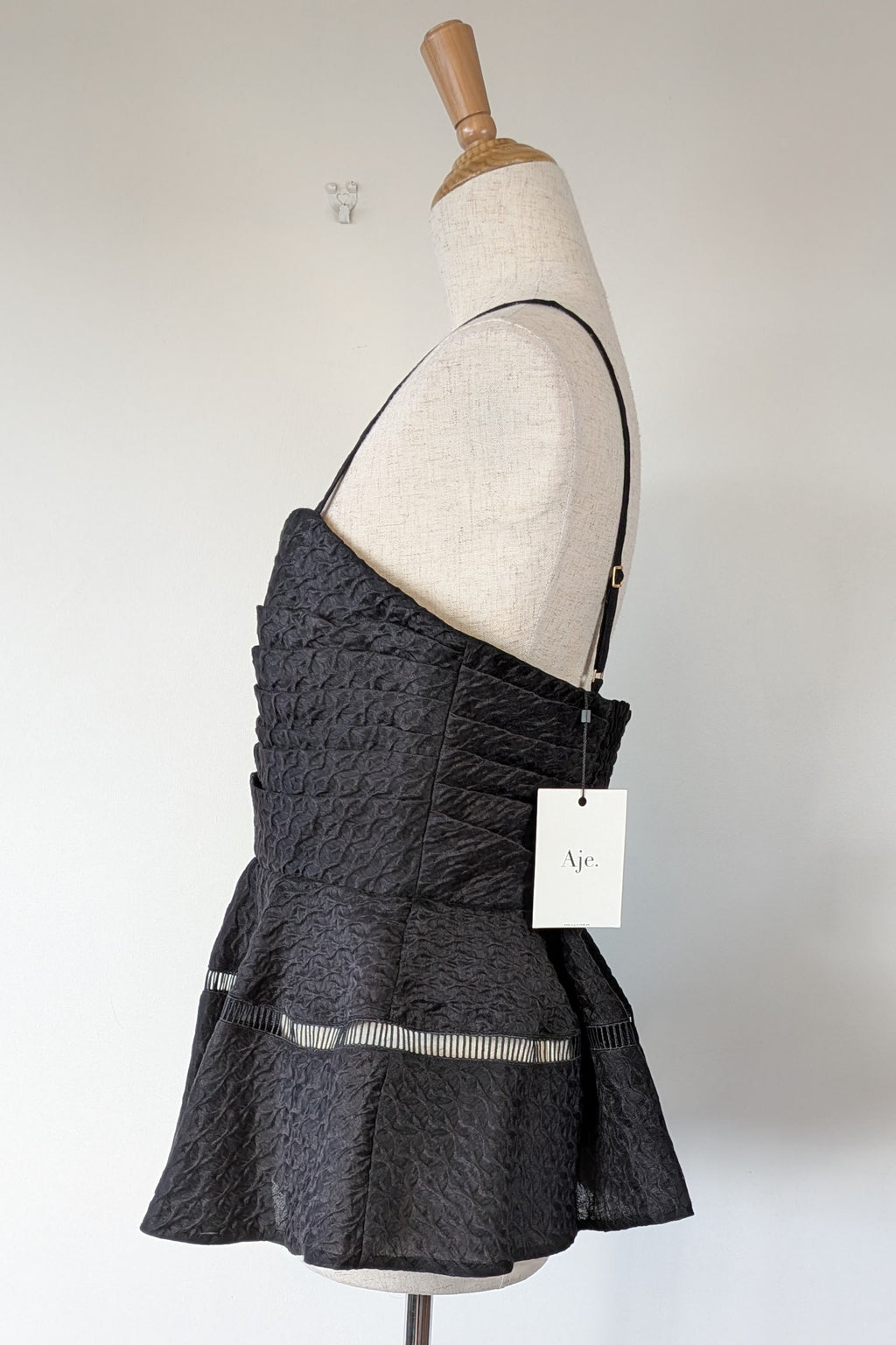 Aje Black Cinque Jacquard Top Size 12 BNWT RRP $295